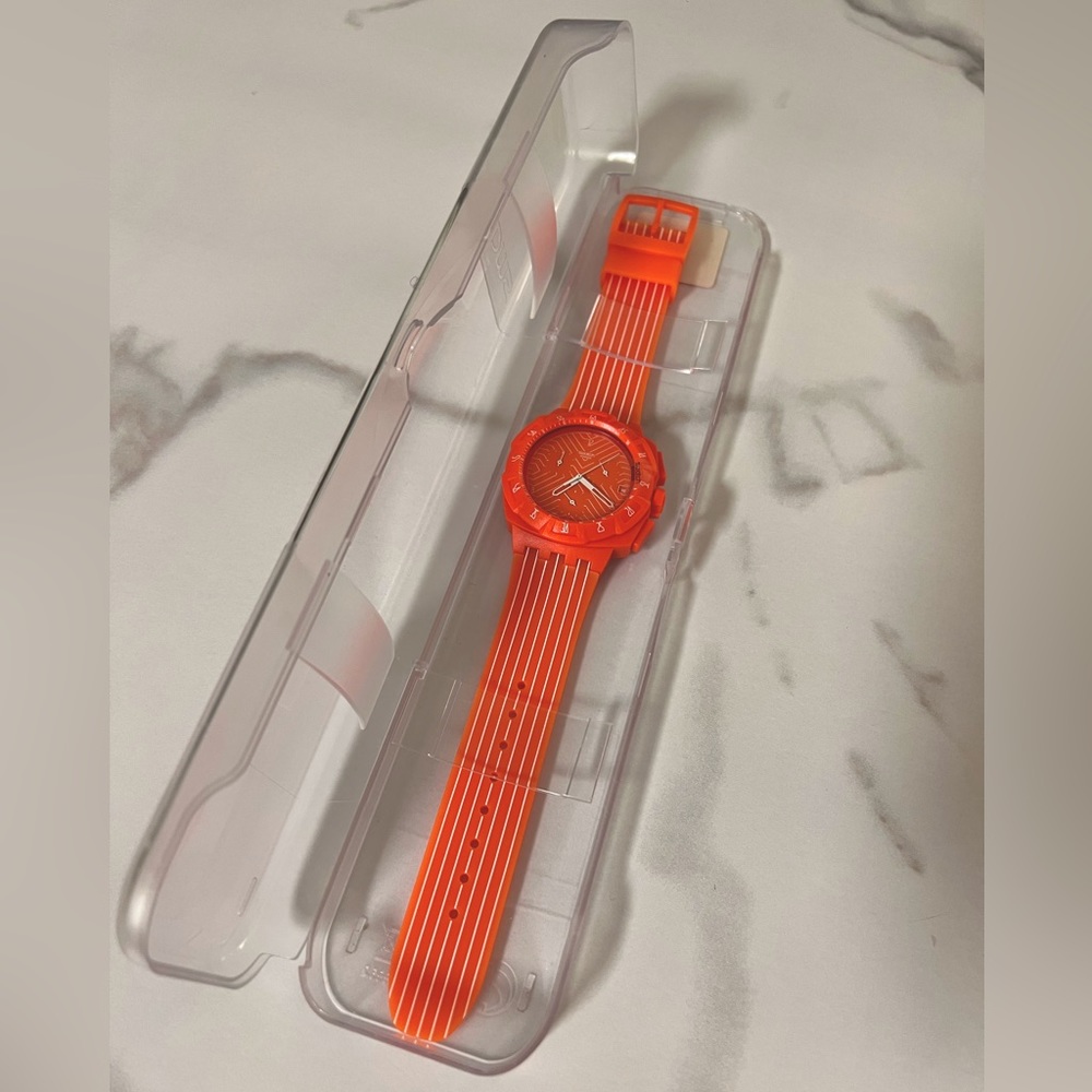 Unisex Swatch fashion watch, Orange rubber silicon — Limited release rare model!